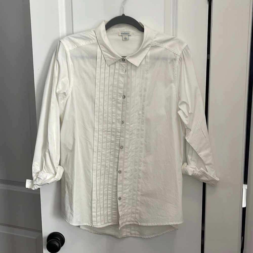 Sundance 100% cotton tuxedo blouse